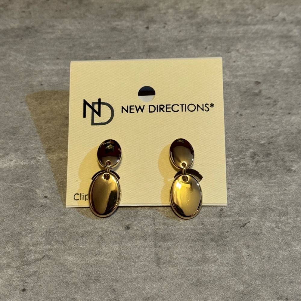 New Directions Shiny Gold Oval Clip-On Earrings